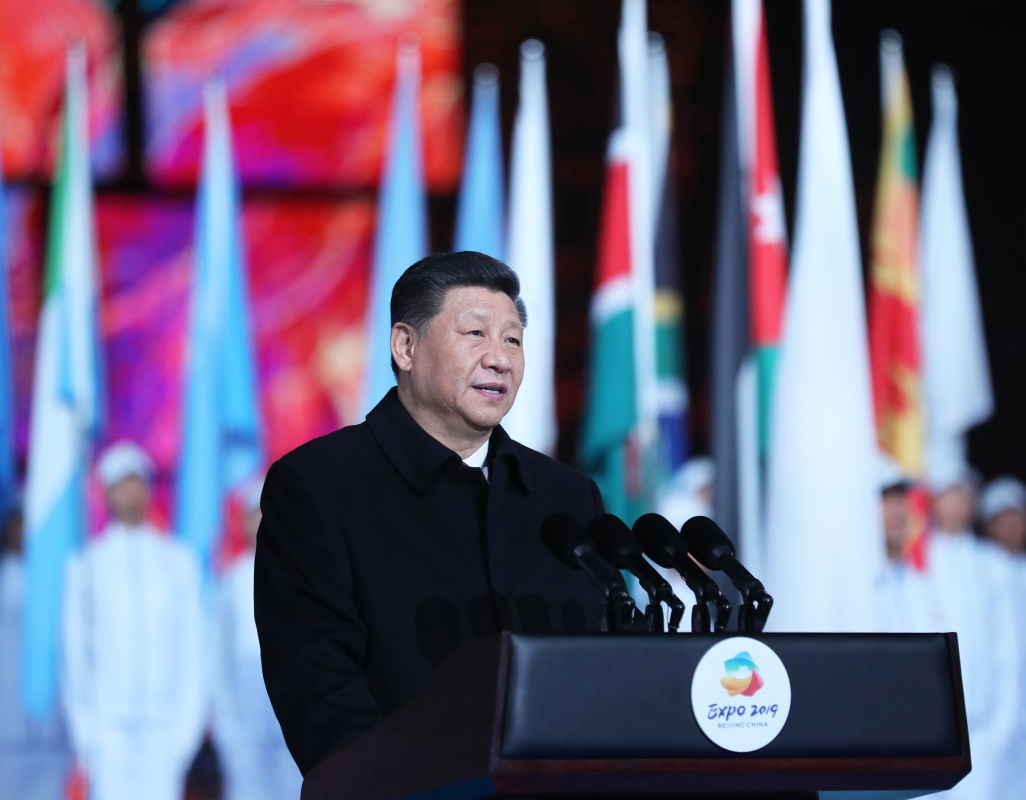 4月28日，國家主席習(xí)近平在北京延慶出席2019年中國北京世界園藝博覽會開幕式，并發(fā)表題為《共謀綠色生活，共建美麗家園》的重要講話。新華社記者 鞠鵬 攝