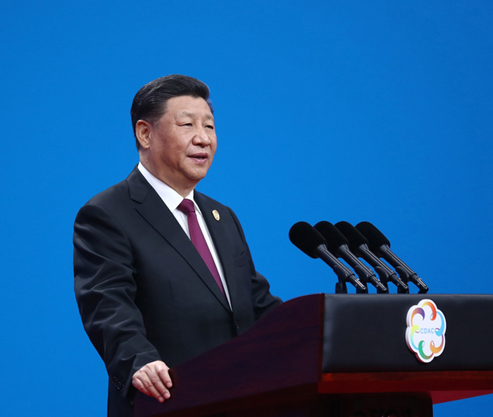 5月15日,國家主席習(xí)近平在北京國家會議中心出席亞洲文明對話大會開幕式,并發(fā)表題為《深化文明交流互鑒 共建亞洲命運共同體》的主旨演講。新華社記者 鞠鵬 攝
