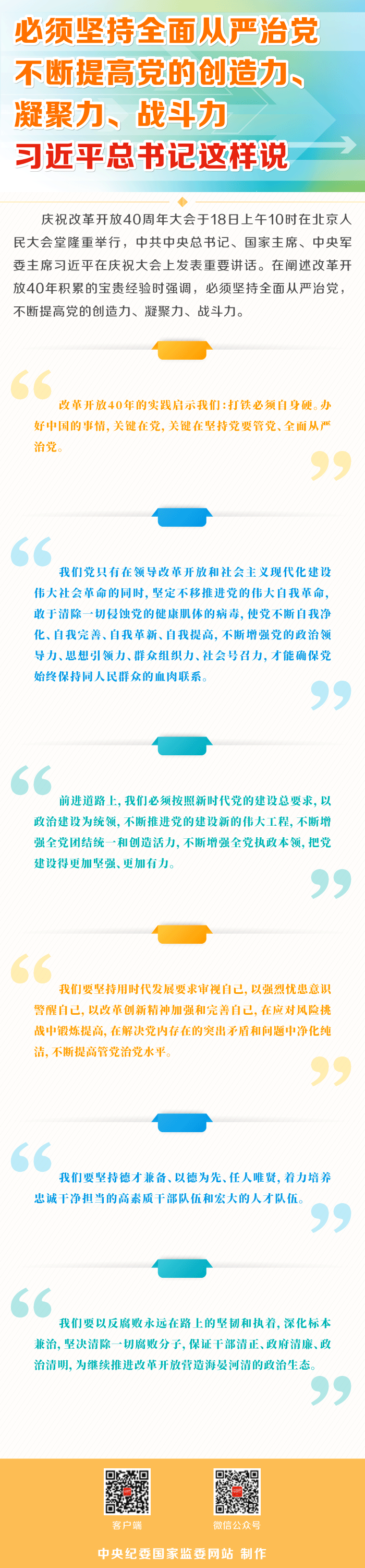 必須堅(jiān)持全面從嚴(yán)治黨,不斷提高黨的創(chuàng)造力、凝聚力、戰(zhàn)斗力,習(xí)近平總書記這樣說